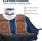 Double Camping Chair for Adults Oversized 2 Person Loveseat Chair for Heavy People, Folding Padded Outdoor Seat with Cup Holders & Carry Bag, 660 lbs Capacity, for Camping, Sports, Backyard
