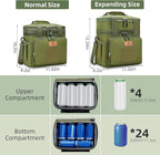 HSHRISH Tactical Lunch Bag, Large Expandable Lunch Box for Men, Durable Leakproof Cooler Bag with Molle Webbing, for Adults/Work Outdoor Picnic Trip Camping, 20 Can/15 L, Army Green