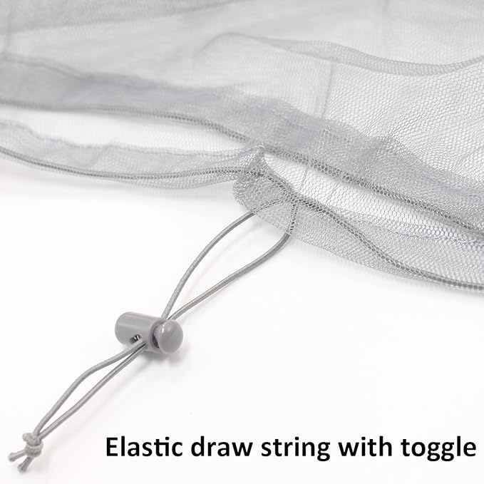 Anvin Mosquito Head Mesh Nets Gnat Face Netting for No See Ums Insects Bugs Gnats Biting Midges from Any Outdoor Activities, Works Over Most Hats Comes with Free Stock Pouches (3pcs, Grey)