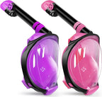 Greatever G2 Snorkeling Gear for Adults 2PCS, Full Face Snorkel Mask with Dry Top Snorkel,Anti-Leak & Anti-Fog Snorkel Mask Adult,Foldable Snorkeling Mask with Camera Mount mesh Bag