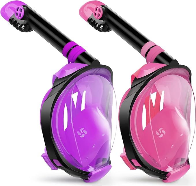 Greatever G2 Snorkeling Gear for Adults 2PCS, Full Face Snorkel Mask with Dry Top Snorkel,Anti-Leak & Anti-Fog Snorkel Mask Adult,Foldable Snorkeling Mask with Camera Mount mesh Bag