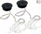 2 Pack Solar Watering Can String Lights Replacement Top - Round Solar Panel Outdoor Waterproof 32 Ft LED Copper Wire Hanging Lanterns Solar Lantern Battery Box Replacement Accessories(Warm/Cold)