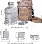 Boundless Voyage Titanium Canteen Mess Kit with Camouflage Bag Large Capacity Kidney-Shaped Camping Pot Pan Set with Lid & Hanging Chain