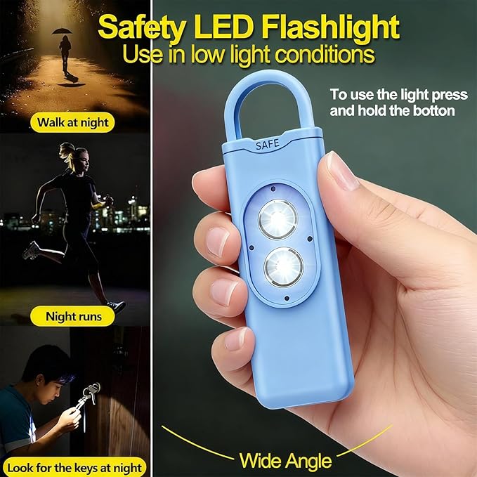 Halo-Siren Alarm, HaloSiren Personal Safety Alarm - Travel Safe Alarm with 130db Loud and LED Strobe Light, Safety Keychain Compatible with Bags, Keys, Backpacks (White)