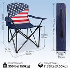 Folding Camping Chairs 2 Pack:Oversized Padded Lawn Chair for Adult,Collapsible for Outdoor,Camp,Fishing & Garden,350-lbs Capacity,American Flag