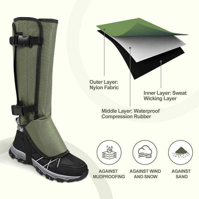 Snake Gaiters, Snake Guards, Gaiters for Men/Women, Adjustable Snake Proof Gaiters for Hunting, Outdoor and Farm Working