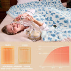 Cow Print Heated Electric Blanket Throw,50X60 Blue Heating Blanket with 10 Heats Levels & 8 Hours Auto Off,Cute Cow Decor Stuff Soft Fleece Sherpa Blankets Warmer Gifts for Women Washable,ETL