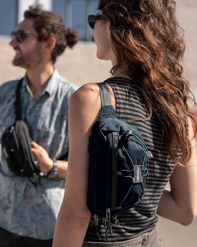 WATERFLY Lightweight Small Fanny Pack: 1.5L Mini Slim Crossbody Waist Belt Hip Bag with RFID Blocking, Anti-Theft & Water Resistant Pouch for Women Men Travel Hiking Running Walking EDC