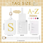Personalized Initial Luggage Tags for Suitcase TSA Approved, White Leather Cute Luggage Tag with Privacy Cover Name Card, Embroidered Custom Luggage Tags Travel Baggage Tags Gifts for Women Kids(S)