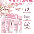 Skin Care Set Sakura Women Beauty Gift Sets Korean Skin Care Kit- Cleanser,Serum,Face Cream,Toner,Eye Cream,Mud Mask-Skin Care Routine Kit (One Size, Cherry Blossom-StyleA-Bae Moisturizing)