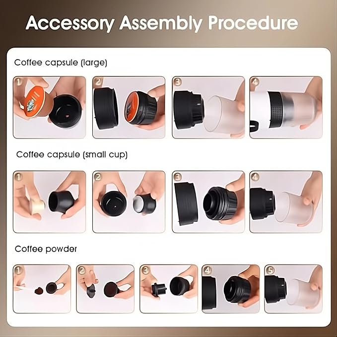 Portable Espresso Maker – Self-Heating USB-C Rechargeable Travel Coffee Maker for Car, Camping, Office, Hiking, portable coffee maker With Ground Coffee & NS Capsule (Black)