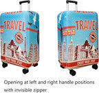 WUJIAONIAO Travel Luggage Cover Baggage Suitcase Cover Protector Skins 18-32 Inch (Tourist Attraction A28, L (for 25-28 inch luggage))