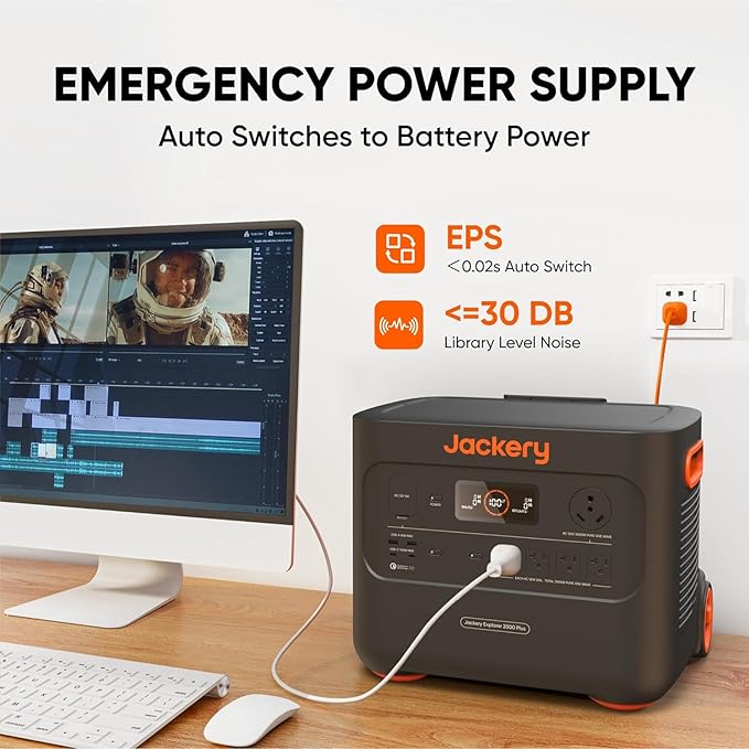 Jackery Portable Power Station Explorer 2000 Plus, Solar Generator with 2042Wh LiFePO4 Battery 3000W Output, Expandable to 24kWh 6000W, for Outdoor RV Camping & Emergency (Solar Panel Optional)