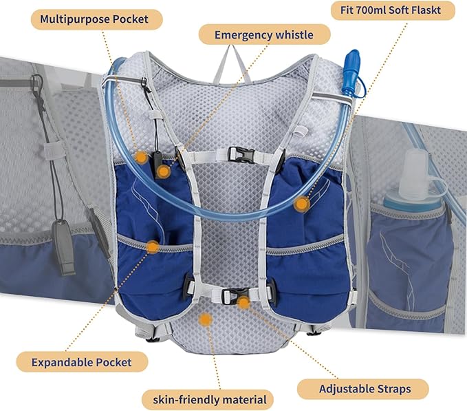 Lightweight Running Vest for Women and Men Hydration Backpack Pack with 1.5L Water Bladder Bag for Hiking Trail Running Gear Cycling Marathon