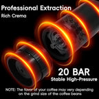 Portable Espresso Maker, 20Bar Pressure & Up to 60 Cups per Charge, Battery Operated Portable Coffee Maker, Works with Ground Coffee & Capsules, for Camping, Car, Travel, and Office Use.