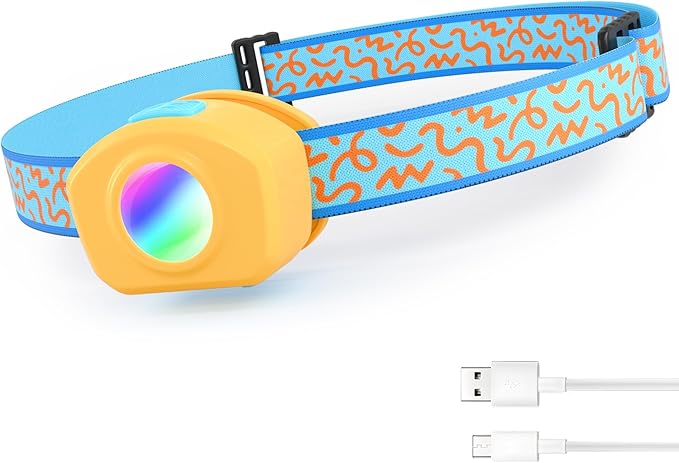 EverBrite LED Headlamp Rechargeable Kids Headlamp with RGB Mode and Adjustable Headband, 3 Modes Multicolor Headlamp for Camping, Reading, Exploring, Halloween, Christmas