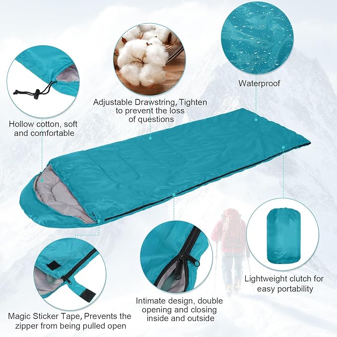 Macarrie 10 Pcs 0 Degree Camping Sleeping Bags Bulk for Adults Cold Weather 4 Season Warm Sleeping Bag with Compression Sack for Homeless Donation Shelter Emergency Hiking
