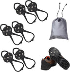 2 Pairs Non Slip Gripper Spike, Ice Grippers Traction Cleats Snow Shoe Spikes Grips Crampons with 10 Steel Studs Cleats