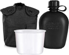 HXBER 3 Piece Canteen Kit with Aluminum Cup and Cover for Outdoor Camping Hiking Backpacking Survival