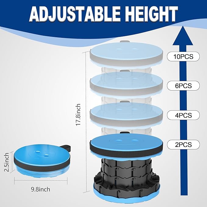 ALEVMOOM Upgraded Nylon Collapsible Stool with 500lbs Max Weight Portable Retractable Folding Telescoping Stools for Adults Chair for Outdoor Camping Fishing Hiking BBQ(Nylon Blue)