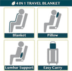 PAVILIA Travel Blanket Pillow, Soft Airplane Blanket 2-in-1 Combo Set, Plane Blanket Compact Packable, Flight Essentials Car Pillow, Travelers Gifts Accessories, Luggage Backpack Strap, 60x43 Black