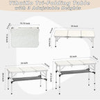 3ft Aluminum Folding Picnic Table - Lightweight & Portable Outdoor Table with Adjustable Height, Storage Net for Camping, Backyard, RV Trips