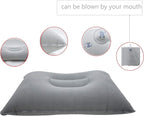 2 Pack Ultralight Inflatable Pillow Small Squared Flocked Fabric Air Pillow for Beach Hiking,Camping,Traveling,Napping,Desk Rest,Neck &Lumbar Support(Gray)