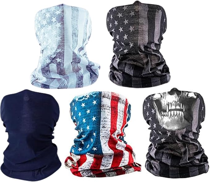 S A Company 5-Pack UV Face Shield | UV 30+ Multipurpose Neck Gaiter Balaclava for Adults
