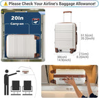 Kono 20'' Carry on Luggage Lightweight with Spinner Wheel TSA Lock Hardside Luggage Small Carry on Suitcase Cream White