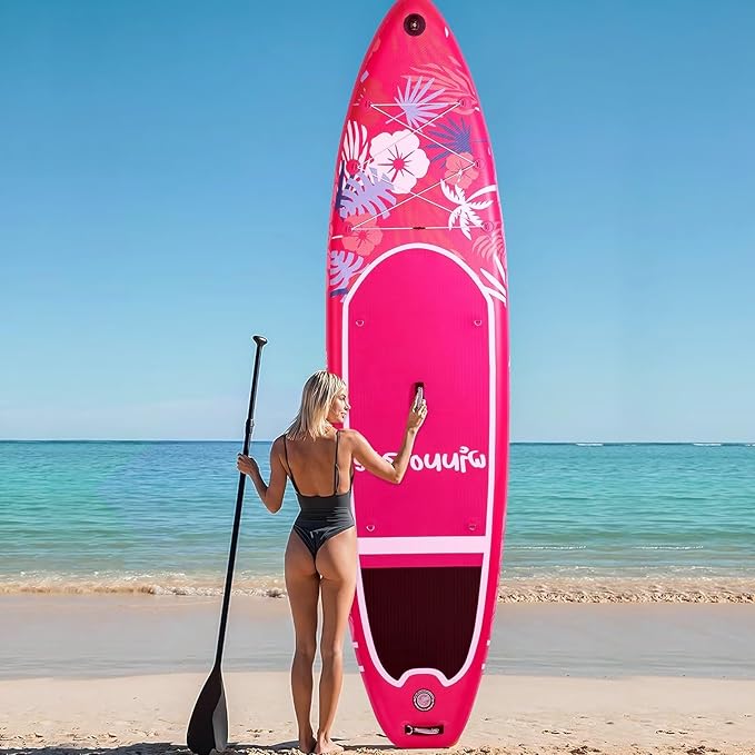 Inflatable Paddle Boards for Adults and Youth, 11'x33 Wood Grain Stand Up Paddle Board with SUP Accessories, Portable Inflatable Paddleboard for All Skill Levels,Blow Up Paddle Board as Present