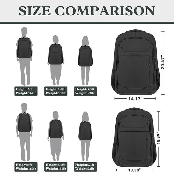 Extra Large Laptop Backpack, 18.4 Inch Travel Backpack, Big Sturdy TSA-Friendly College Computer Bag, Gifts for Men & Women Him Men Women, Black