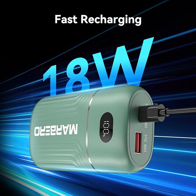 MARBERO 10000mAh Cell Phone Battery Bank 18W USB C in & Out High-Speed Charging Battery Pack Phone Charger Portable Compatible with iPhone iPad Sumsung Galaxy Google and More (Green)