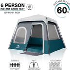 Camping Tents 4/6 Person Pop Up Instant Tent - Setup in 60s for Family Camping, Windproof Design, Family Cabin Tent with Rainfly & Backpack Carry Bag