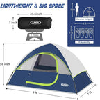 Camping Tent 4 Person, Waterproof Windproof Tent with Rainfly Easy Set up-Portable Dome Tents for Camping