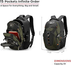 Swissdigital Design Laptop Backpack with USB Charging Port, Travel Backpack Fits 15.6 inches Computer, 31L College School Backpack for Men, Olive/Black | SD803-26