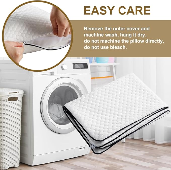 Ivellow Travel Pillow Camping Pillow for Sleeping Small Cooling Shredded Memory Foam Pillow Compressible Compact Medium Firm,Breathable Soft Cover,Outdoor Car Backpacking Hiking Essential Gear White M