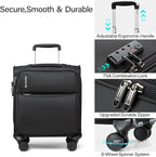 Hanke Underseat Carry On Luggage with Wheels, Spinner Small Suitcase, 16-Inch Rolling Under Seat Luggage, Softside Lightweight Carry On Bag for Airplane TSA Travel Personal Item, Black