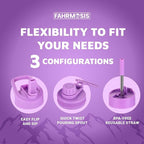 40 Oz Water Bottle with Strap Stainless Steel Sports Water Bottle with 3 Lids (Straw, Chug and Flip Lid) Insulated Leak Proof Metal Jug for Men & Women - Lavender