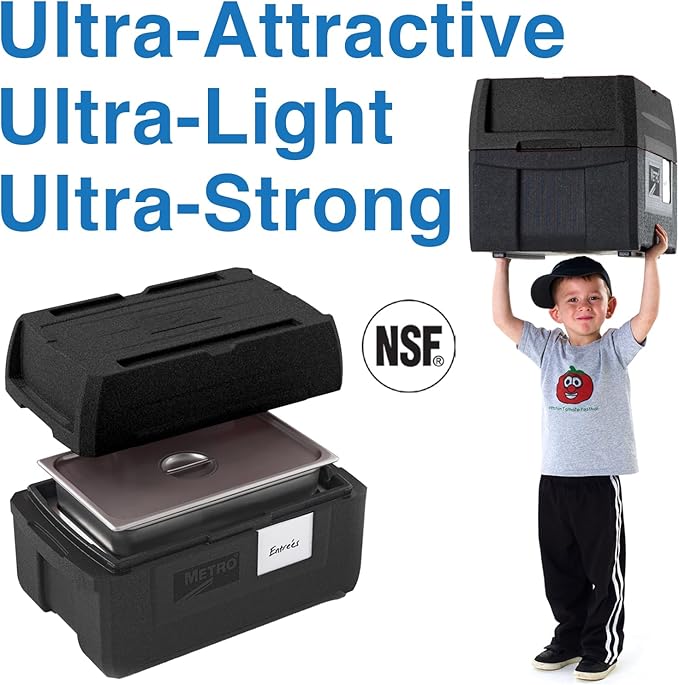 Metro Mightylite ML180XL Top Load Insulated Food Carrier - Professional-Grade Multipurpose Pan Carrier, Insulated Cooler and Food Warmer with Extra Capacity Lid - 45 qt or 5 Pan Capacity