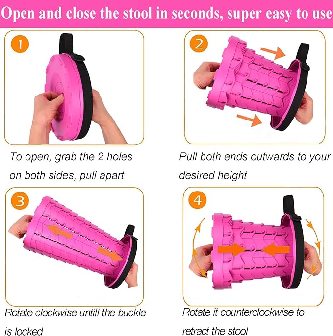 Fishboy Upgraded Collapsible Stool, 400lbs Max Weight, Lightweight But Sturdy, Portable Retractable Folding Telescoping Foldable Camping Stool for Adults Outdoor Fishing Hiking Gardening Travel BBQ