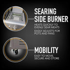 Kenmore 4-Burner BBQ Gas Grill with Searing Side Burner, Propane Grill, 52,000 BTUs, Warming Rack, Electronic Ignition & Cast Iron Cooking Grates, Black/Stainless Steel