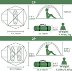 Clostnature Libra Lightweight Backpacking Tent - 1/2 Person 4 Season Ultralight Waterproof Camping Tent, Large Size Easy Setup Tent for Winter, Cold Weather, Family, Outdoor, Hiking and Mountaineering