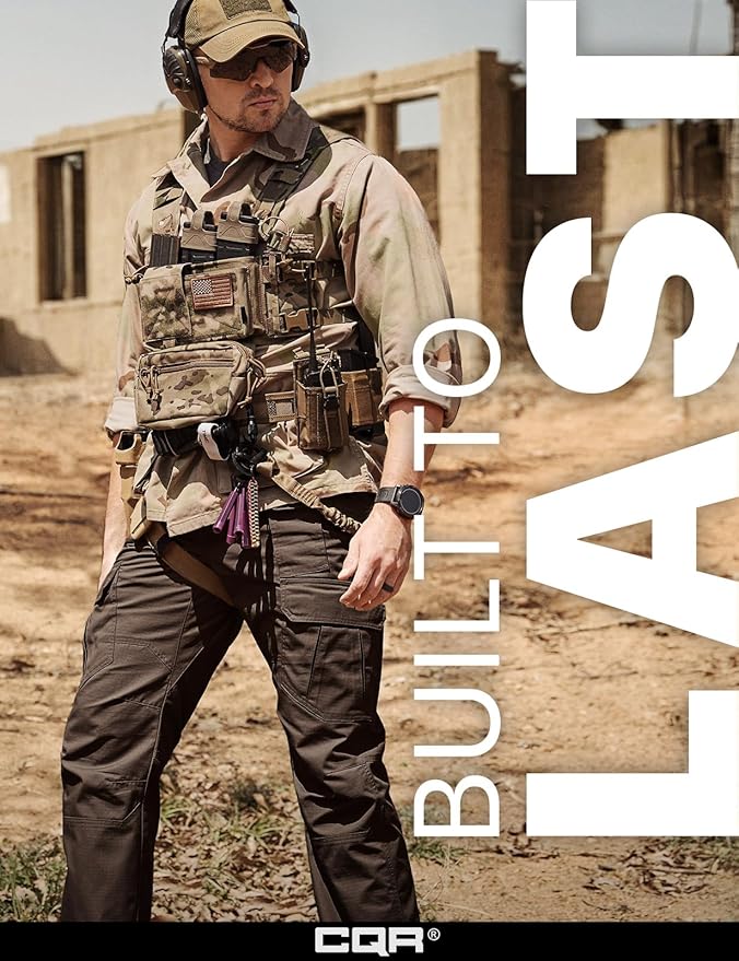 CQR Men's Tactical Pants, Water Resistant Ripstop Cargo Pants, Lightweight EDC Work Hiking Pants, Outdoor Apparel