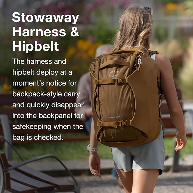 Osprey Sojourn Porter 30L Travel Backpack - Carry-On Compliant Luggage with StraightJacket Compression and Padded Laptop Sleeve - Durable Pack for International or Urban Travel, Koseret Green