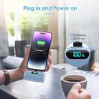 Mini Portable Charger for iPhone,Upgraded 5000mAh PD Fast Charging Battery Pack,LCD Display Cute Power Bank Portable Phone Charger for iPhone 14/14 Pro Max/13/13 Pro/12 Pro/11/XS/XR/X/8/7/6-Light Blue