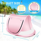 Baby Beach Tent,Large Pop Up Beach Tent Sun Shade for Beach,Portable Baby Travel Tent with Mosquito Net,Indoor Baby Play Tent,UPF 50+ UV Protection Sun Shelters for Infants