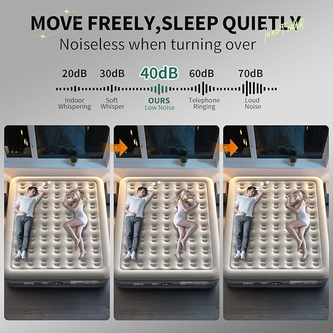 InnoTruth King Size Air Mattress with Built in Pump, Famiy Choice Award Winner, Inflatable Blow up Mattress, 18" Raised 2-4 Persons Family Air Bed for Guests & Home, Ideal for Temporary Use, 700 lbs