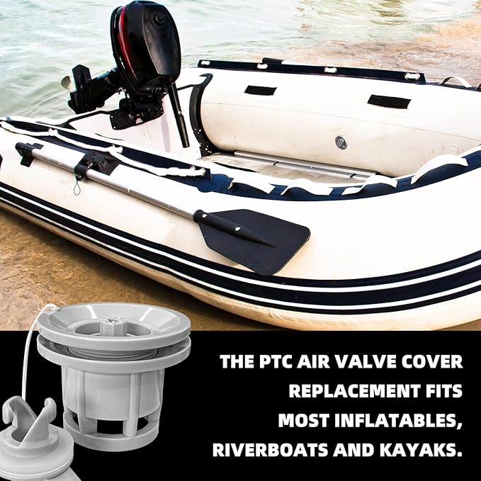 3Pcs Boat Air Valve, Double Seal Inflatable Boat Air Gas Valve Replacement for Inflatable Raft Dinghy Kayak Canoe with Filter Mesh and 8-Groove Spanner