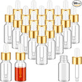 100 Pcs Mini Glass Oil Dropper Bottle Bulk, Clear Essential Small Empty Bottles Sample Containers Perfume Liquid Vials with Cap for Traveling (10 ml,Gold)