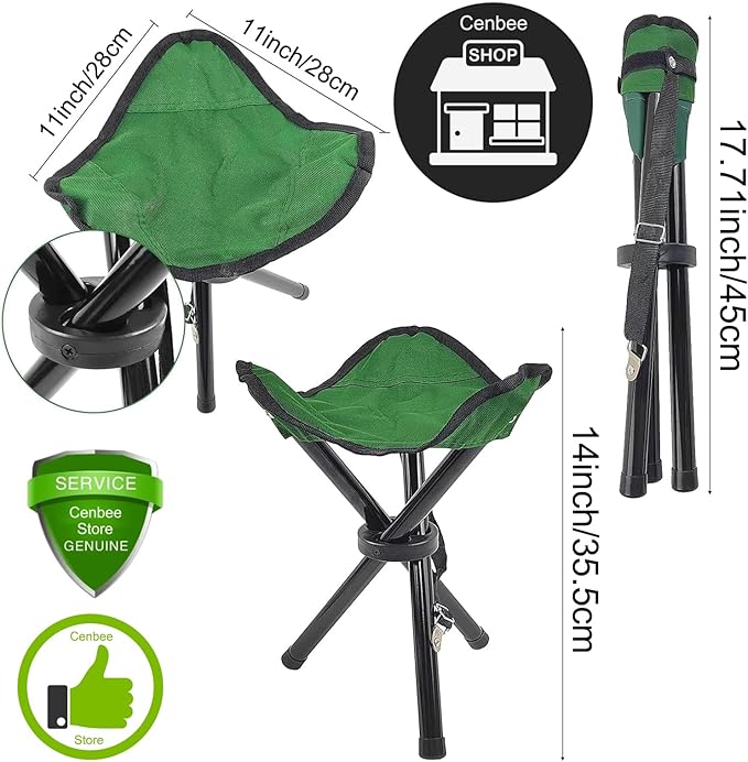 Travel Folding Camping Stool, (Sol·d by→Cenbee) Use Height 14" and Max Weight 300 lbs Outdoor Portable Party Chair Fishing Chair Seat for Camping Fishing Hiking Gardening and Beach Painting